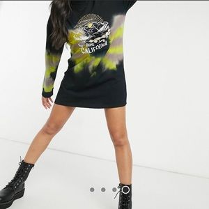 Asos Missguided Long Sleeve T Shirt Dress Tie dye